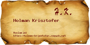 Holman Krisztofer névjegykártya